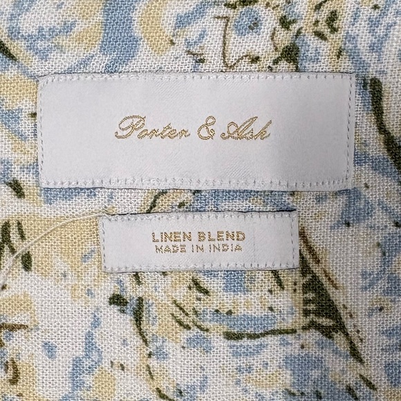 Linen Button Down Collared Short Sleeve Polo Shirt Multi Floral Large Casual - Picture 4 of 10